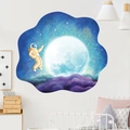 Adesivo murale 3D spazio con astronauta sulla luna luminosa e nebulosa viola - Touch