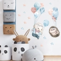 Watercolor elephant and hedgehog wall stickers with pastel balloons for kids nursery decor - Elephant and Hedgehog Balloon (July Star)