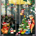 Christmas Music Party cartoon animal window stickers with Santa, penguin and giraffe - 30x90cm Two Sheets