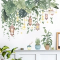 Wandtattoo mit tropischen Monstera Blättern und Vintage Laternen für Schlafzimmer - Wie Abgebildet (4991099567422)