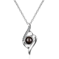 S925 silver flame teardrop projection necklace with cubic zirconia and center stone - Abstract Curve Silver
