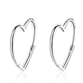 Elegant polished silver heart hoop earrings with a minimalist design on white background - White Gold