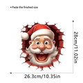 Detailansicht 3D Weihnachtsmann Wandsticker mit Maßen 28x26,3cm und Backstein-Effekt - Mittel (30x30cm) / Weihnachtsmann-Stil