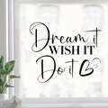 Dettaglio di adesivi murali motivazionali su vetro con pianta e pecora decorativa - Stile Dream it WISH IT Do it (AM22004)