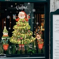 Stickers de Noël pour vitrines avec Père Noël, renne et bonhomme de neige festifs - Style Plantes en Pot Bonhomme de Neige Renne (SDJ2319) / Moyen