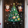 Autocollants de Noël thème espace avec sapin de Noël, astronautes et planètes du système - Style Sapin de Noël Planète Espace (SDJ2317) / Moyen