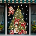 Festive Christmas window decals featuring Santa, snowman, and tree for holiday decor - SD2205
