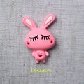 Pink cartoon resin rabbit DIY accessory with heart pattern and closed eyes, 1.9x2.8cm - Heart Rabbit-Pink