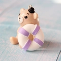 Macro shot of 3D resin bear charm with hat and lifebuoy for DIY jewelry making - Purple Lifebuoy