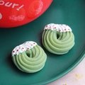 Two artificial green resin Christmas donuts for DIY craft making and phone case decor - L / Matcha Green