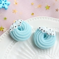 Macro shot of two light blue spiral cream donut charms for DIY craft and jewelry accessories - L / Light Blue