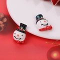 Macro view of miniature resin snowman charms with glitter hats for DIY Christmas crafts - Snowman Head with Top Hat