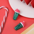 Close-up of DIY resin mini pink coffee cups with green glitter for Christmas crafts - Starlight Cup (Round Top Flat Base)