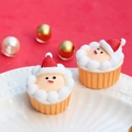 Dettaglio di ornamenti per cupcake in resina Babbo Natale per decorazioni natalizie fai-da-te - Base Gialla Senza Brillantini Testa Di Babbo Natale