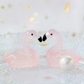 Miniatur-Deko aus rosa Harz mit Flamingos, die eine romantische Herzform bilden - 2.7x2.8cm / Hellrosa