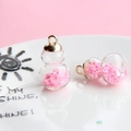 Colgantes de vidrio en forma de calabaza con estrellas rosas para joyería artesanal - 1.5x2.5cm / Rosa Claro