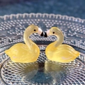 Macro shot of luminous yellow resin swan figurines forming a heart shape for DIY crafts - 2.7x2.8cm / Yellow