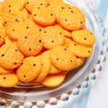 Close-up of artificial resin cookies and potato chips for DIY hairpins and phone cases - Sesame Cookie