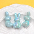 Luminous light blue rabbit beads with UV iridescent finish for DIY jewelry and crafts - 3mm Hole / Sky Blue