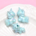 Perles licorne en acrylique irisé avec fini nacré pour création de bijoux DIY - Trou 3mm / Bleu ciel