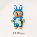 Detail of cartoon bear resin charm in blue rabbit hoodie with lamp, size 2.7x4.6cm - Blue Clothes With Lantern