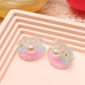Coquillages en résine à paillettes avec perles pour coques de téléphone DIY et bijoux - 1.9x2.2cm Dégradé Pailleté / Dégradé Bleu-Rose