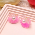 3D shell resin accessory with gradient glitter, internal pearl, and gold star sequins - 1.9x2.2cm Gradient Glitter / Rose Red Gradient