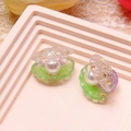 Detail of glitter resin shell charms with white pearls for DIY craft phone cases - 1.9x2.2cm Gradient Glitter / Green Purple Gradient
