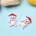 Détails de charmes de bonhomme de neige en résine pour bricolage et accessoires - Bonhomme de Neige Garçon Chapeau Rouge (Brillant)