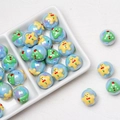 Cuentas de Navidad azul irisado 16mm con hombre de jengibre y árbol para joyas DIY - 16 / Cuenta Azul Muñeco de Nieve Amarillo Y Árbol de Navidad