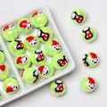 Detalle de cuentas navideñas de 16mm verde claro perlado con motivos festivos pintados - 16 / Muñeco De Nieve Amarillo + Calcetín Navideño
