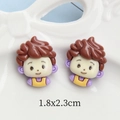 Cartoon hars figuren voor DIY knutselen en haarspeldjes, maat 1,8x2,3cm, set van twee - Bruin Haar Jongen