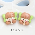 Macro di graziose figure in resina con ali verdi per accessori fai-da-te, 1.9x2.3cm - Ragazza con Fiocco Verde