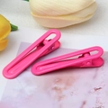 Set of two 5cm glossy candy color U-shaped hair clips in vibrant rose pink metal - Rose Red