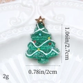 Macro view of a resin Christmas tree charm with colorful glitter and size dimensions - Wavy Christmas Tree Dark Green