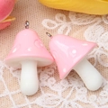 Pendentif champignon rose en résine avec pois blancs et boucle pour bijoux DIY - Rose