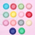 Set of 14 colorful 2.5cm vintage embossed resin round bases for DIY photo frames - Multicolor
