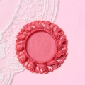 Vintage 2.5cm round pink relief pendant tray with decorative swirl edges for DIY jewelry - Rose Red