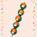 Detail of green acrylic Christmas beads with orange mushroom patterns for DIY jewelry - Dark Green And Orange Glove