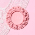 Pink 2.5cm vintage round embossed base frame for DIY jewelry and cameo pendants - Rubber Pink