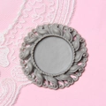 Macro view of 2.5cm vintage round relief frame mold for DIY resin jewelry making - Light Gray