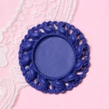 Detailed macro view of a 2.5cm deep blue vintage embossed round base for DIY crafts - Sapphire Blue
