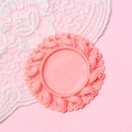 Detailed top view of a pink vintage 2.5cm relief round base tray for DIY jewelry projects - Pink