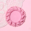 Pink round vintage relief base for DIY jewelry making with elegant swirl pattern edges - Taro