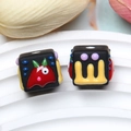 DIY cartoon black square beads with colorful resin patterns for handmade jewelry making - One-eyed Monster / Black