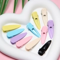 Colorful 4cm macaron teardrop metal hair clips set on a heart-shaped tray - Multicolor