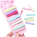 Set of matte macaron color seamless hair clips for women in 4.9cm length - Multicolor