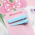 Light blue 4.9cm seamless hair clips set on pink polka dot bow display card - Light Blue