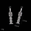 Detailed size view of retro silver Big Ben alloy charms measuring 2.7cm by 0.6cm - Clock Tower