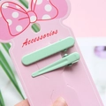 Macro shot of mint green hair clips on a decorative card showcasing glossy finish - Light Green
